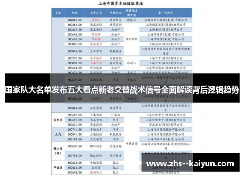 国家队大名单发布五大看点新老交替战术信号全面解读背后逻辑趋势